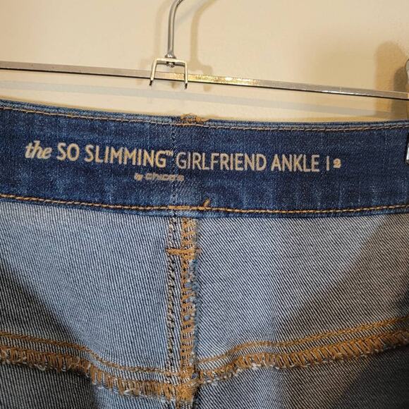 Chico's The So Slimming Girlfriend Ankle Cuffed Motifs Jeans Blue Size 2/Large - Picture 8 of 9
